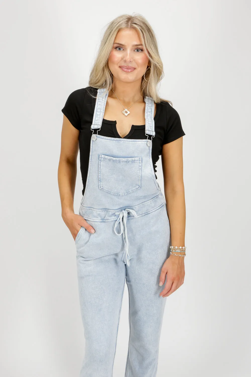 Z Supply: Knit Denim Overalls - Washed Indigo