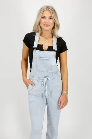 Z Supply: Knit Denim Overalls - Washed Indigo