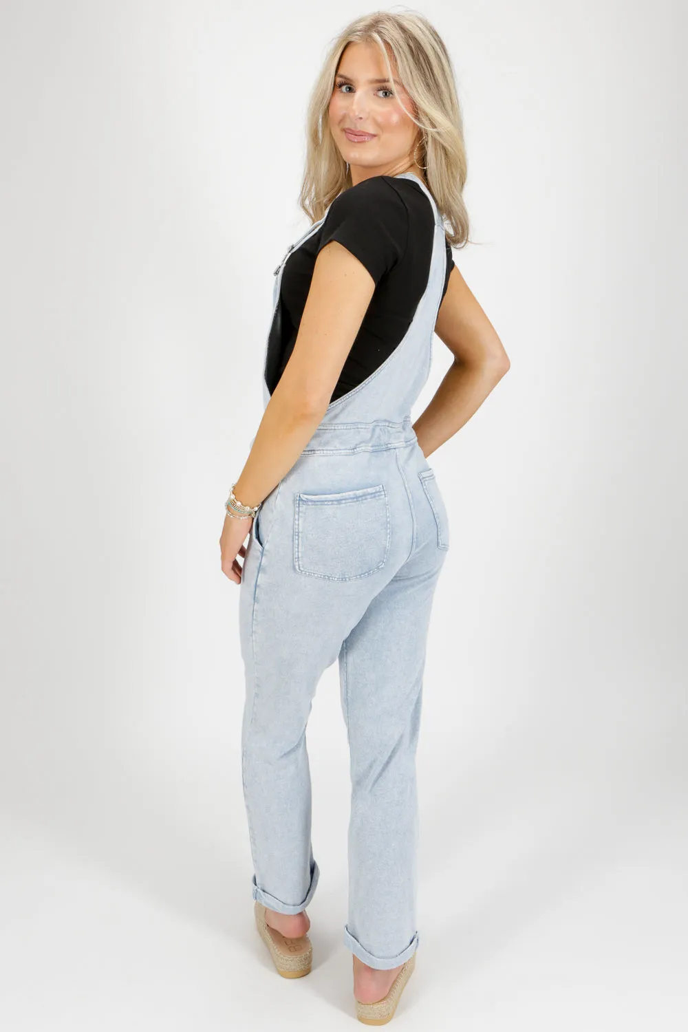 Z Supply: Knit Denim Overalls - Washed Indigo